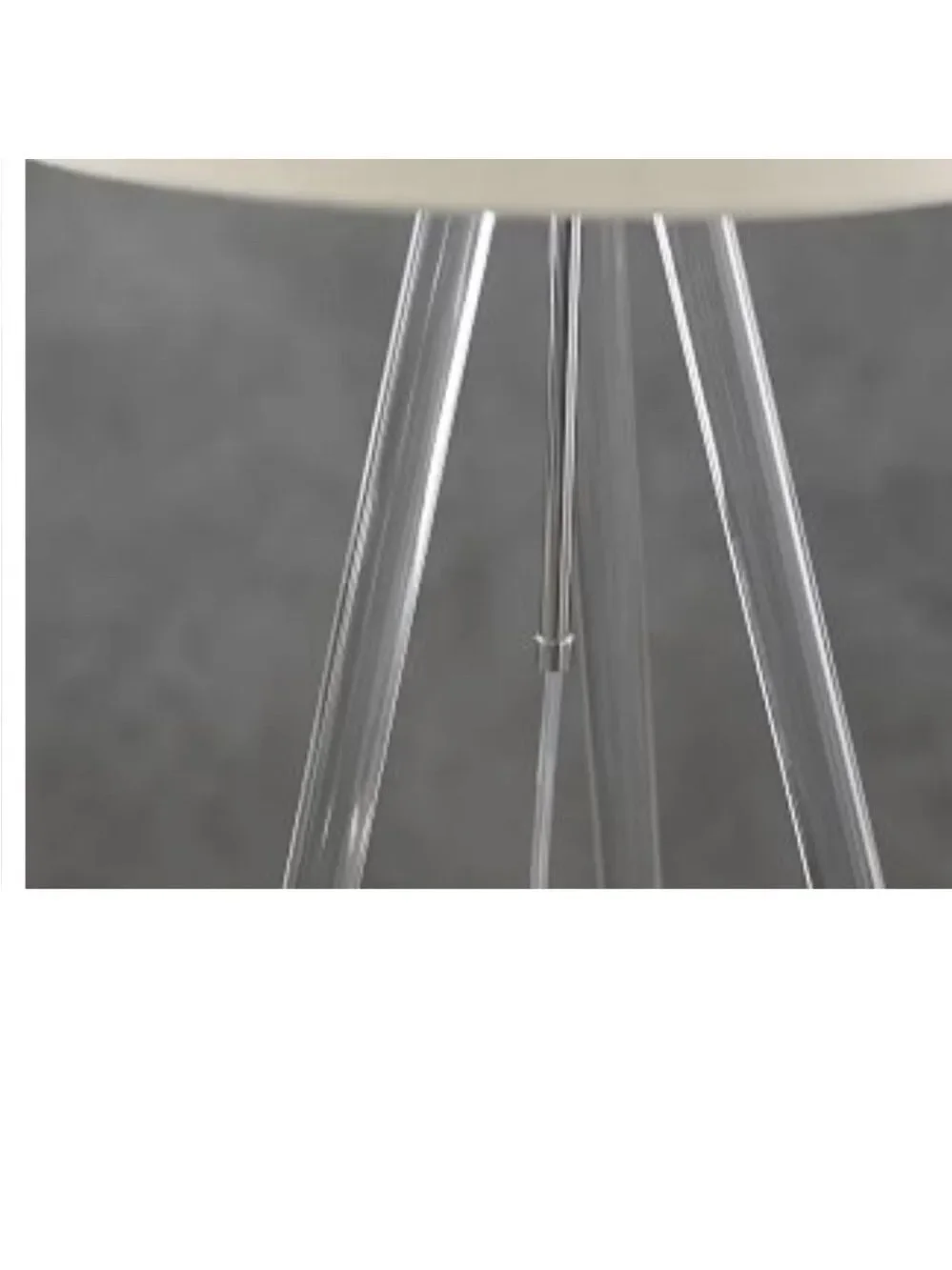 Like New Pottery Barn Acrylic and Polished Nickel Foot Tripod Lamp